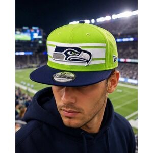 New Era Seattle Seahawks NFL 100 9FIFTY Snapback Hat Neon Green NWT